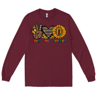 Burgundy peace love sunshine Long Sleeve Tee - JahusDesignShop