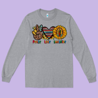 Peace Love Sunshine Long Sleeve Tee Designed By Jahusdesignshop