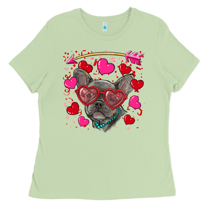 Valentine's Day French Bulldog Puppy Ladies Tee by RanaPortraitStore | Teevron