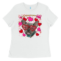 White valentine's day french bulldog puppy Ladies Tee - RanaPortraitStore