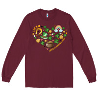 Burgundy st patricks  hearts Long Sleeve Tee - MaliasSmallBusiness