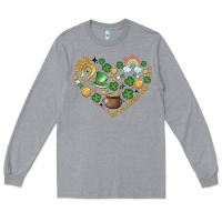 Heather Grey st patricks  hearts Long Sleeve Tee - MaliasSmallBusiness