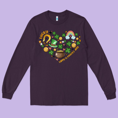St Patricks  Hearts Long Sleeve Tee Designed By Maliassmallbusiness