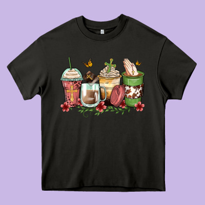 Faith Coffee Cups Heavy Core Tee Designed By Zillion Design Studio