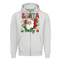 Dove Grey Santa baby Christmas Zipper Hoodie - NancyCooperArtShop
