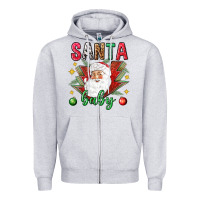 Heather Grey Santa baby Christmas Zipper Hoodie - NancyCooperArtShop