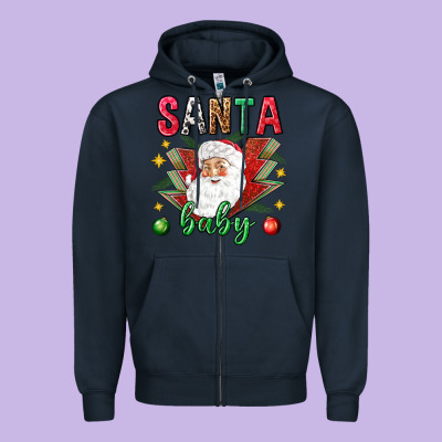 Santa Baby Christmas Zipper Hoodie Designed By Nancycooperartshop