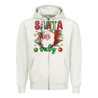Oatmeal Heather Santa baby Christmas Zipper Hoodie - NancyCooperArtShop