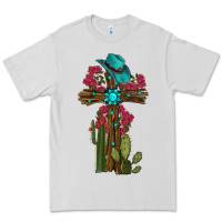 Dove Grey cross gemstone cactus roses cowboy hat Premium Tee - RanaPortraitStore
