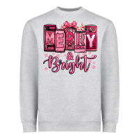 Heather Grey merry and bright pink Christmas Heavyweight Sweatshirt - Jasminsmagicworld
