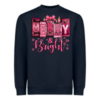Navy merry and bright pink Christmas Heavyweight Sweatshirt - Jasminsmagicworld