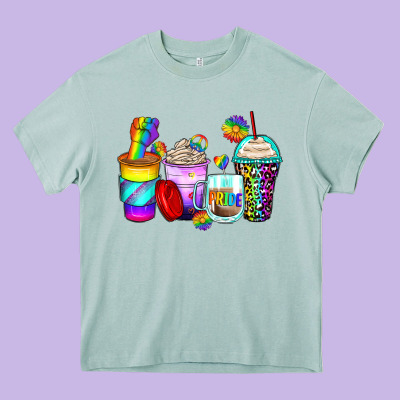 Pride Coffee Cups Heavy Core Tee Designed By Zillion Design Studio
