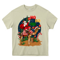 Mossy Christmas  camel with Santa Heavy Core Tee - BarkalooDesign