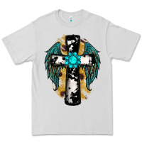 Dove Grey cross gemstone wings Premium Tee - RanaPortraitStore