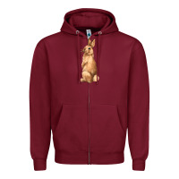 Burgundy Bunny Zipper Hoodie - NancyCooperArtShop