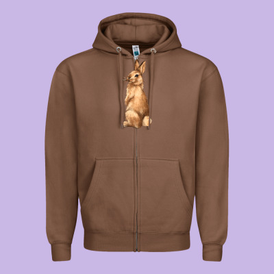 Bunny Zipper Hoodie Designed By Nancycooperartshop