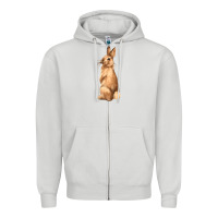 Dove Grey Bunny Zipper Hoodie - NancyCooperArtShop