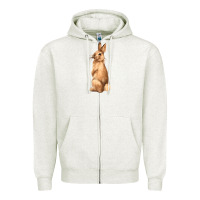 Oatmeal Heather Bunny Zipper Hoodie - NancyCooperArtShop