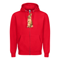 Red Bunny Zipper Hoodie - NancyCooperArtShop
