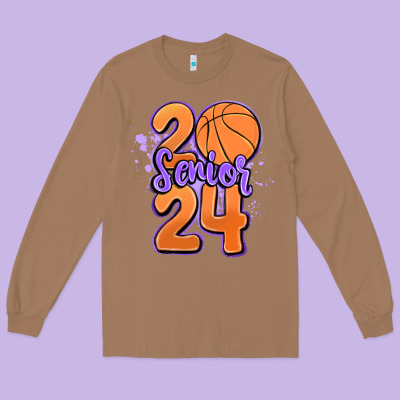Senior 2024 Basketball Long Sleeve Tee Designed By Maliassmallbusiness