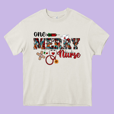 One Merry Nurse Western Heavy Core Tee Designed By Ranaportraitstore