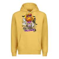 Antique Gold Happy Halloween with Skeleton Premium Hoodie - texasbilliewilder