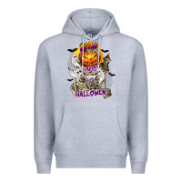 Heather Grey Happy Halloween with Skeleton Premium Hoodie - texasbilliewilder