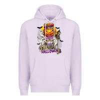 Lilac Happy Halloween with Skeleton Premium Hoodie - texasbilliewilder