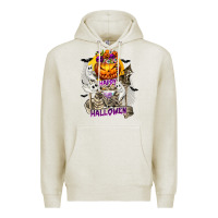 Oatmeal Heather Happy Halloween with Skeleton Premium Hoodie - texasbilliewilder