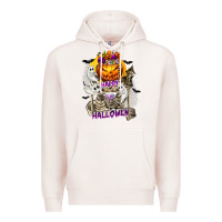 Pale Pink Happy Halloween with Skeleton Premium Hoodie - texasbilliewilder