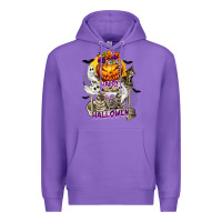 Purple Happy Halloween with Skeleton Premium Hoodie - texasbilliewilder