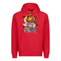 Red Happy Halloween with Skeleton Premium Hoodie - texasbilliewilder