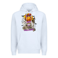 White Happy Halloween with Skeleton Premium Hoodie - texasbilliewilder