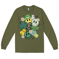 Army Green st patricks day green smile Long Sleeve Tee - MaliasSmallBusiness
