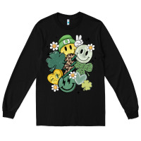 Black st patricks day green smile Long Sleeve Tee - MaliasSmallBusiness
