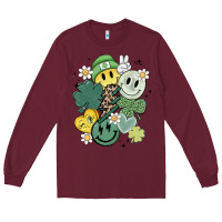 Burgundy st patricks day green smile Long Sleeve Tee - MaliasSmallBusiness