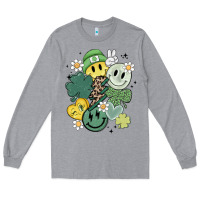 Heather Grey st patricks day green smile Long Sleeve Tee - MaliasSmallBusiness