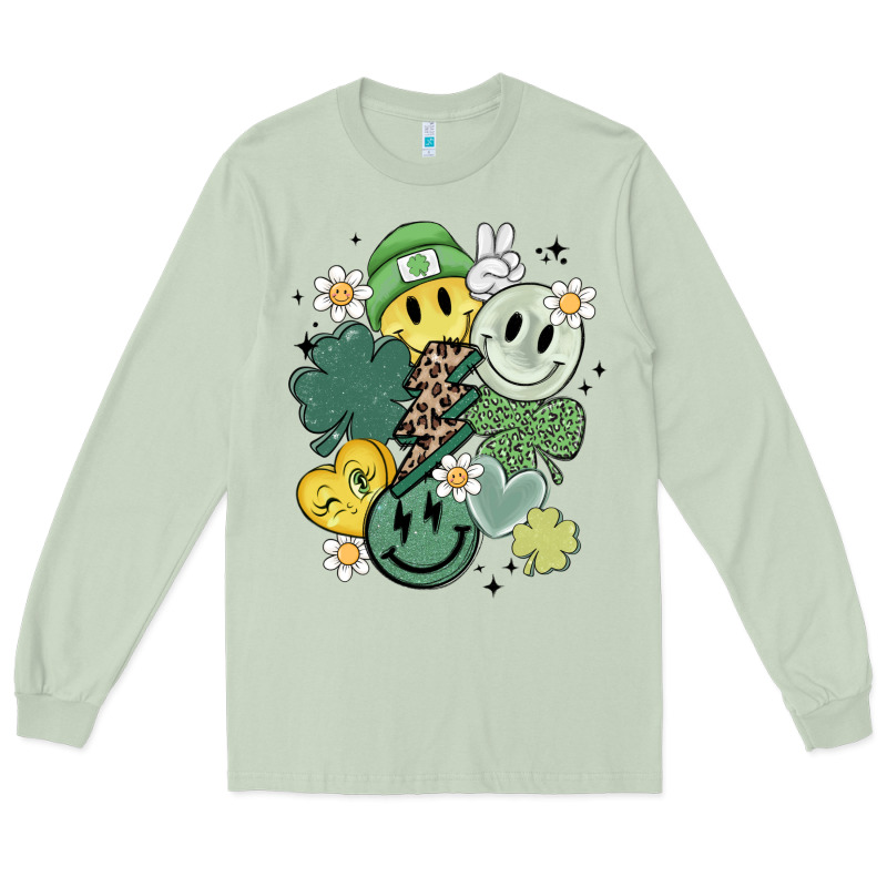 St Patricks Day Green Smile Long Sleeve Tee by MaliasSmallBusiness | Teevron