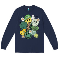 Navy st patricks day green smile Long Sleeve Tee - MaliasSmallBusiness