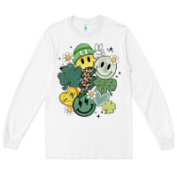 White st patricks day green smile Long Sleeve Tee - MaliasSmallBusiness