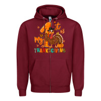 Burgundy my first thanksgiving Zipper Hoodie - MaliasSmallBusiness