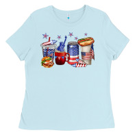 Baby Blue 4th of july coffee cups Ladies Tee - texasbilliewilder