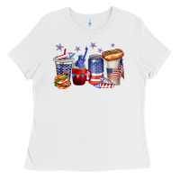 White 4th of july coffee cups Ladies Tee - texasbilliewilder