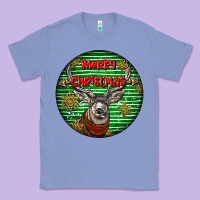 Mule Buck Deer Head Christmas Classic Tee Designed By Lillyallendesigns