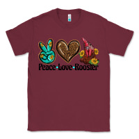 Burgundy peace love rooster Classic Tee - BarkalooDesign