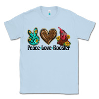 Dusty Blue peace love rooster Classic Tee - BarkalooDesign