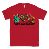Red peace love rooster Classic Tee - BarkalooDesign