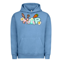 Pigment Pebble Blue Hop bunny Easter Day Urban Hoodie - CowGirlArtShop