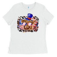 White 4th of july cow Ladies Tee - texasbilliewilder