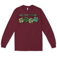 Burgundy god says i am patrick's day Long Sleeve Tee - MaliasSmallBusiness
